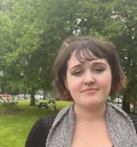 Casey McGuffie outside the college